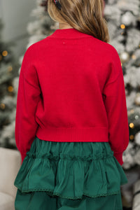 Girls: Nutcracker Fun Red Embroidered Sweater