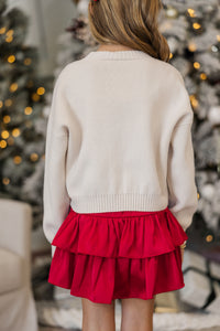 Girls: Holly Jolly Cream White Sweater