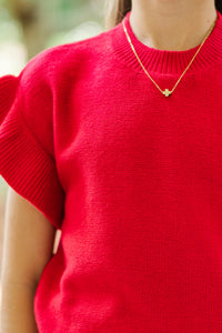 Girls: The Jessica Red Ruffle Knit Sweater
