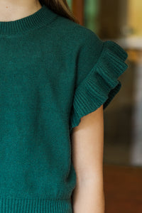 Girls: The Jessica Emerald Green Ruffle Knit Sweater