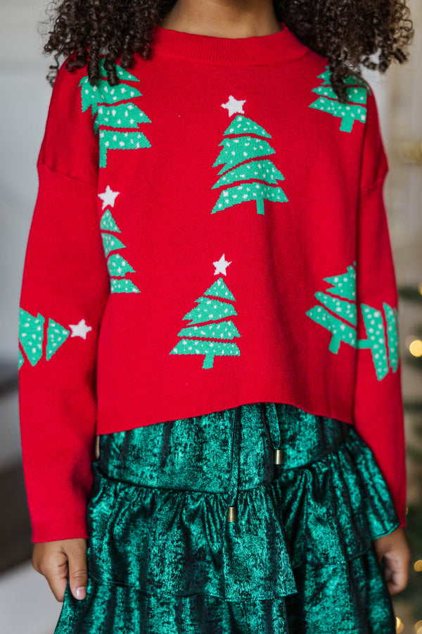 Girls: Quick Decisions Red Christmas Tree Sweater