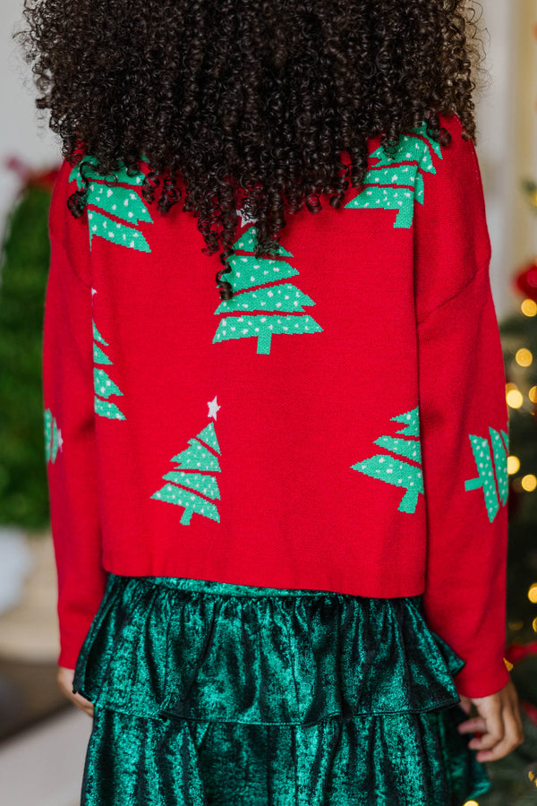 Girls: Quick Decisions Red Christmas Tree Sweater