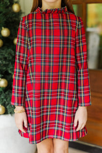 Girls: This Is It Red Tartan Plaid Swing Dress