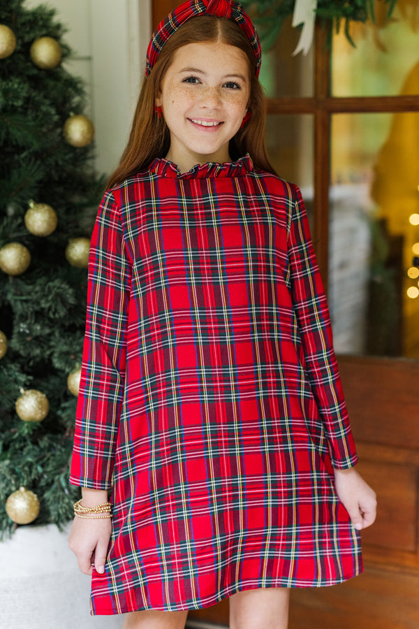 Girls: This Is It Red Tartan Plaid Swing Dress