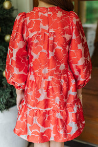 Girls: The Olivia Red Floral Brocade Dress