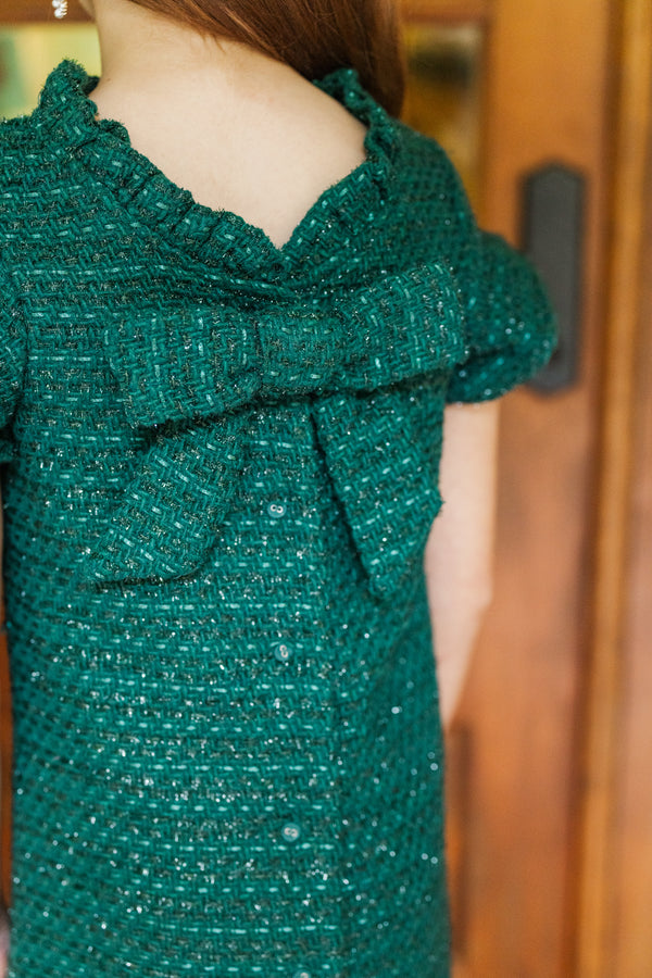 Girls: The Amanda Emerald Green Tweed Dress