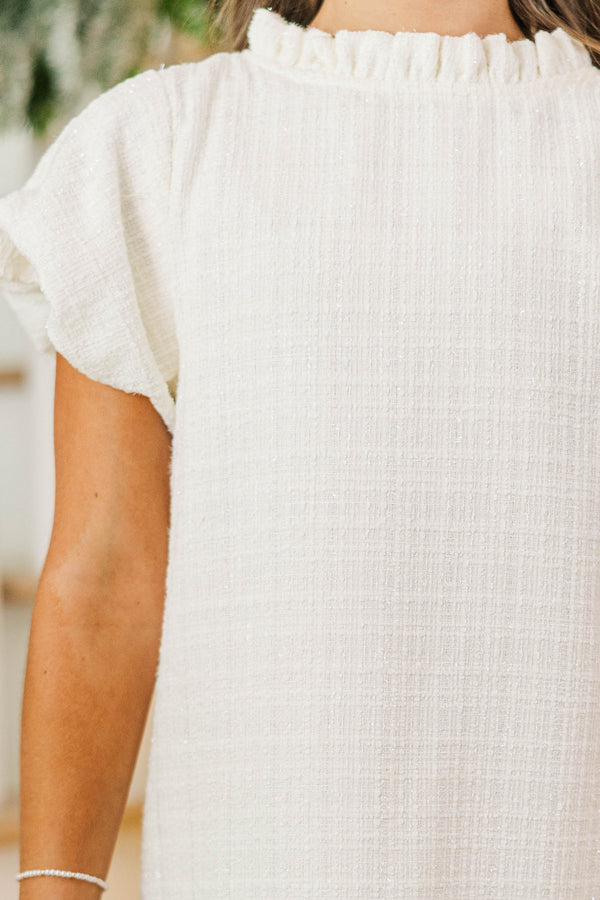 Girls: The Amanda Cream White Tweed Dress
