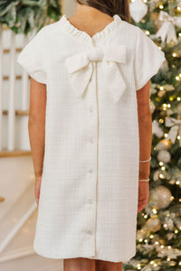 Girls: The Amanda Cream White Tweed Dress