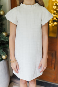 Girls: The Amanda Cream White Tweed Dress