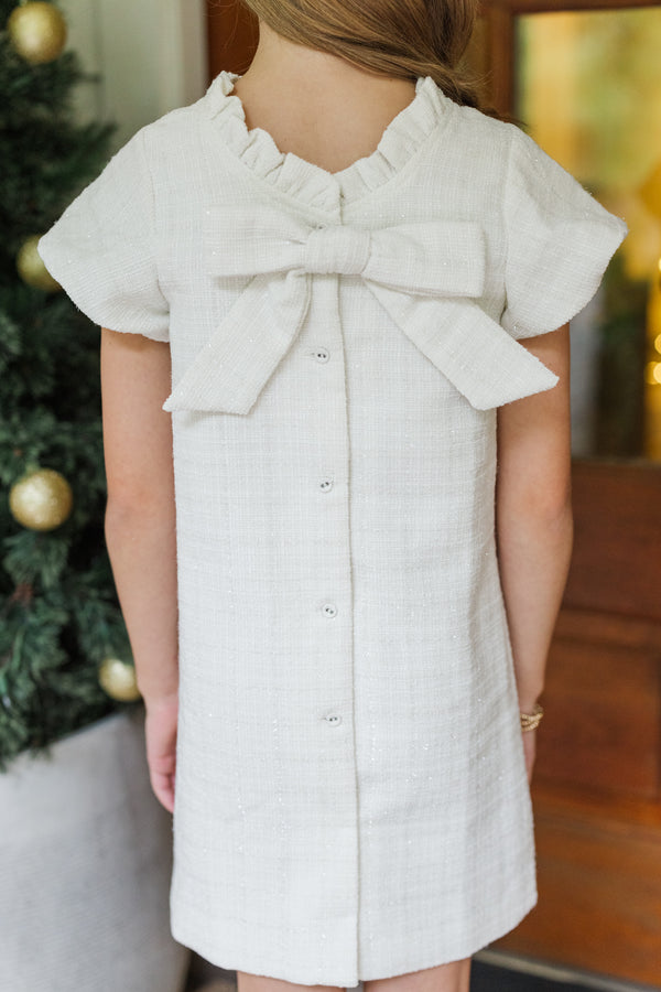 Girls: The Amanda Cream White Tweed Dress