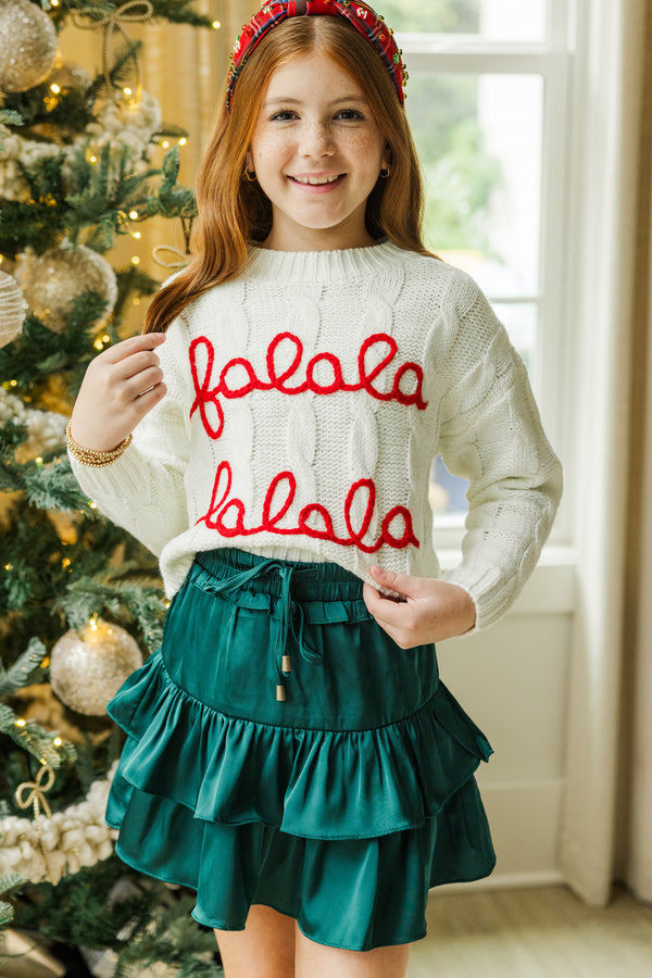 Girls: Falala Cream Cable Knit Sweater