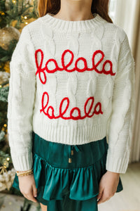 Girls: Falala Cream Cable Knit Sweater