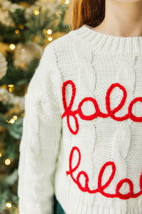 Girls: Falala Cream Cable Knit Sweater