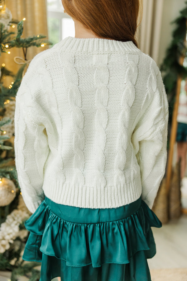 Girls: Falala Cream Cable Knit Sweater