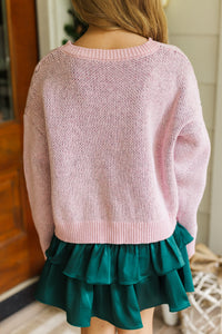 Girls: The Audrey Pink Dachshund Sweater