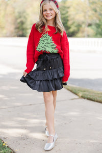 Girls: The Audrey Red Christmas Tree Sweater