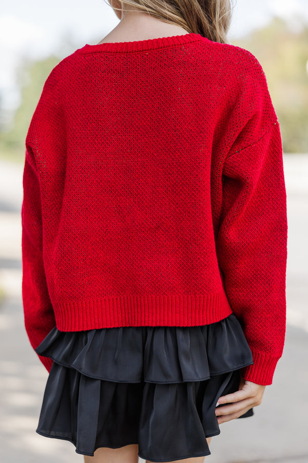 Girls: The Audrey Red Christmas Tree Sweater