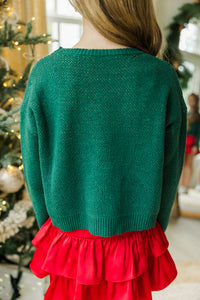 Girls: The Audrey Emerald Green Golden Retriever Sweater