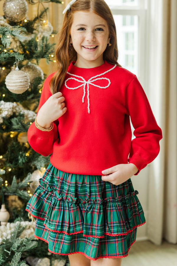 Girls: The Charlotte Red Bow Sweater