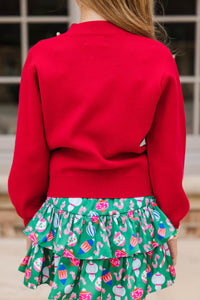 Girls: The Chari Red Bow Sweater