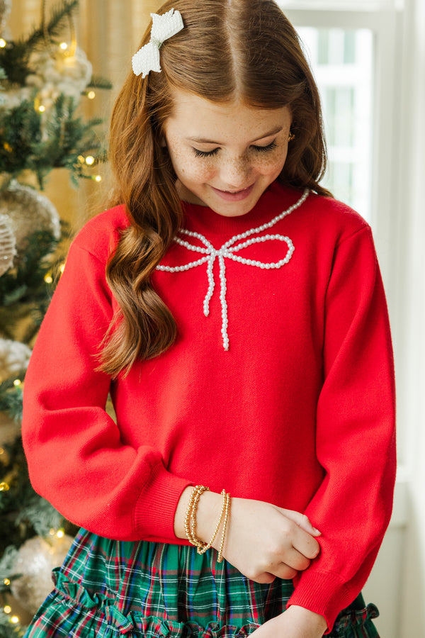 Girls: The Charlotte Red Bow Sweater