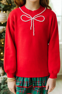 Girls: The Charlotte Red Bow Sweater