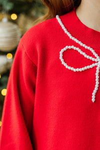 Girls: The Charlotte Red Bow Sweater