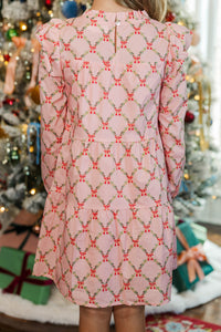 Girls: Make My Day Garland & Bow Print L/S Babydoll Dress