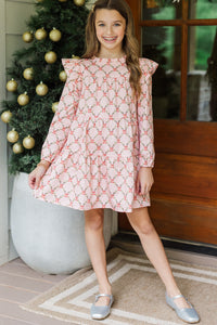 Girls: Make My Day Garland & Bow Print L/S Babydoll Dress