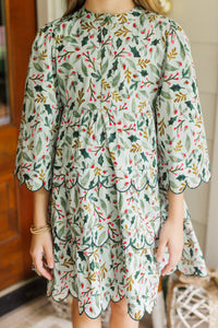 Girls: The Laney Mint Holly Print Dress