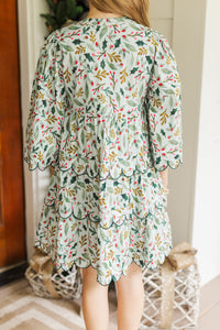 Girls: The Laney Mint Holly Print Dress