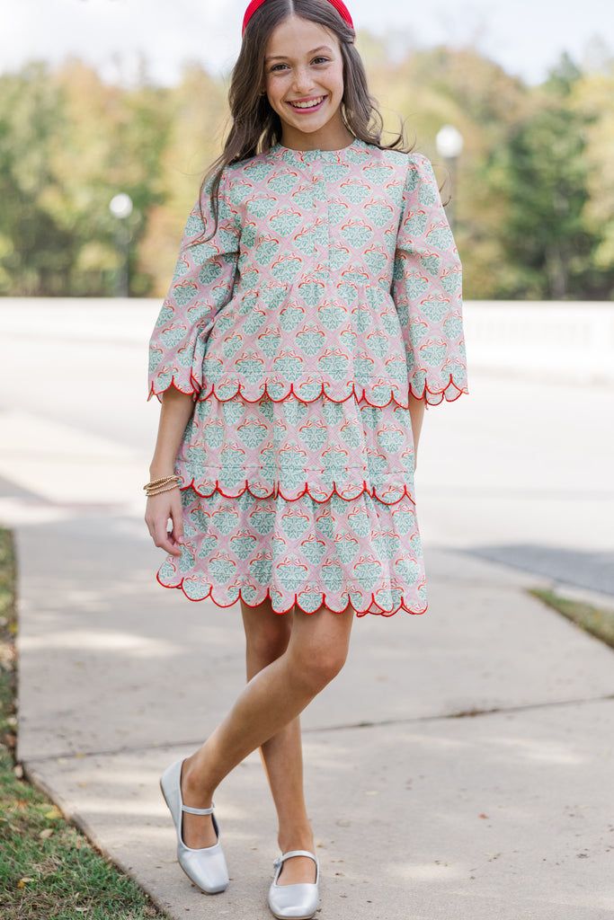 Girls: The Laney Pink Mistletoe Dress – Shop the Mint