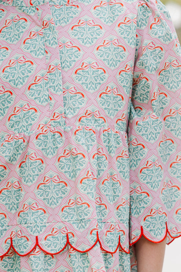 Girls: The Laney Pink Mistletoe Dress – Shop the Mint