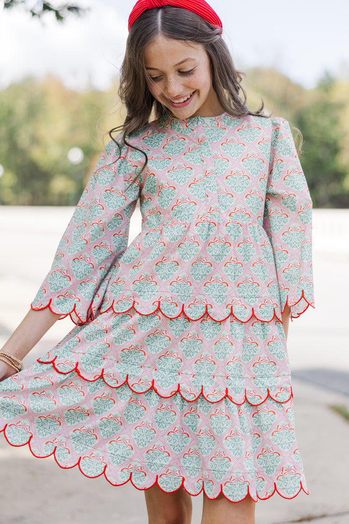 Girls: The Laney Pink Mistletoe Dress – Shop the Mint