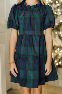 Girls: The Addison Navy Blue Plaid Dress