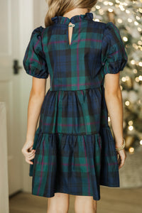 Girls: The Addison Navy Blue Plaid Dress