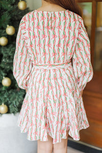 Girls: Stay Close Pink Garland Print Dress