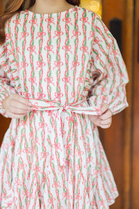 Girls: Stay Close Pink Garland Print Dress