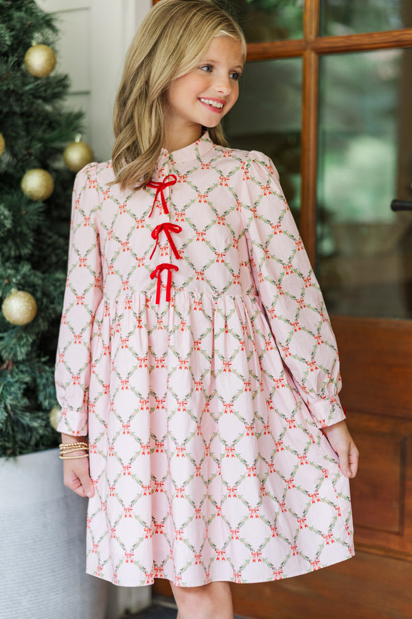 Girls: The Baileigh Pink Bow Print Dress, (10/12) - The Mint Julep Boutique | Women's Boutique Clothing Girls: The Baileigh Pink Bow Print Dress, (10/12) - The Mint Julep Boutique | Women's Boutique Clothing