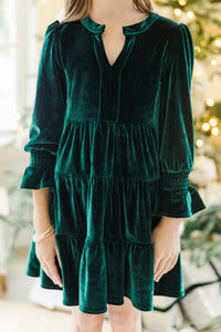 Girls: In Your Happy Place Emerald Velvet Dress