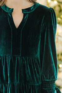 Girls: In Your Happy Place Emerald Velvet Dress