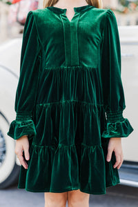 Girls: In Your Happy Place Emerald Velvet Dress