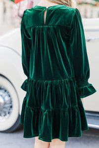 Girls: In Your Happy Place Emerald Velvet Dress