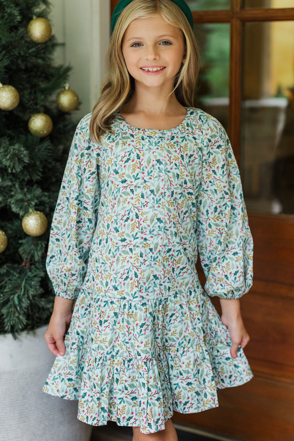 Girls: The Ashley Green Floral Dress