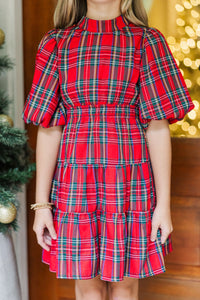 Girls: The Savannah Red Plaid Dress