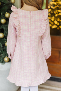 Girls: It's All You Light Pink Tweed Dress