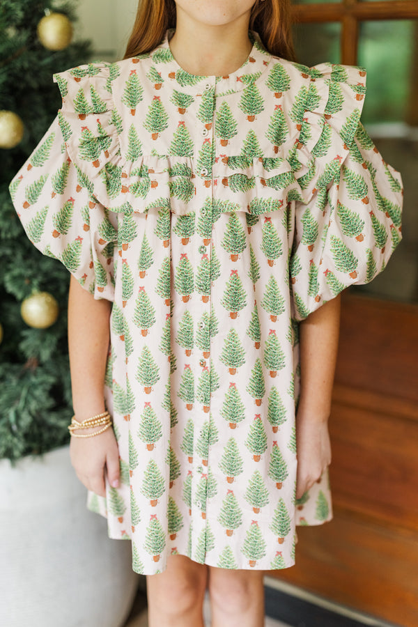 Girls: The Emelia Light Pink Christmas Tree Dress Shop the Mint Girls: The Emelia Light Pink Christmas Tree Dress Shop the Mint