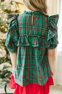 Girls: In A Dream Green Plaid Blouse