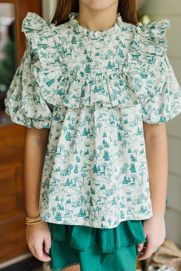 Girls: In A Dream Emerald Toile Blouse