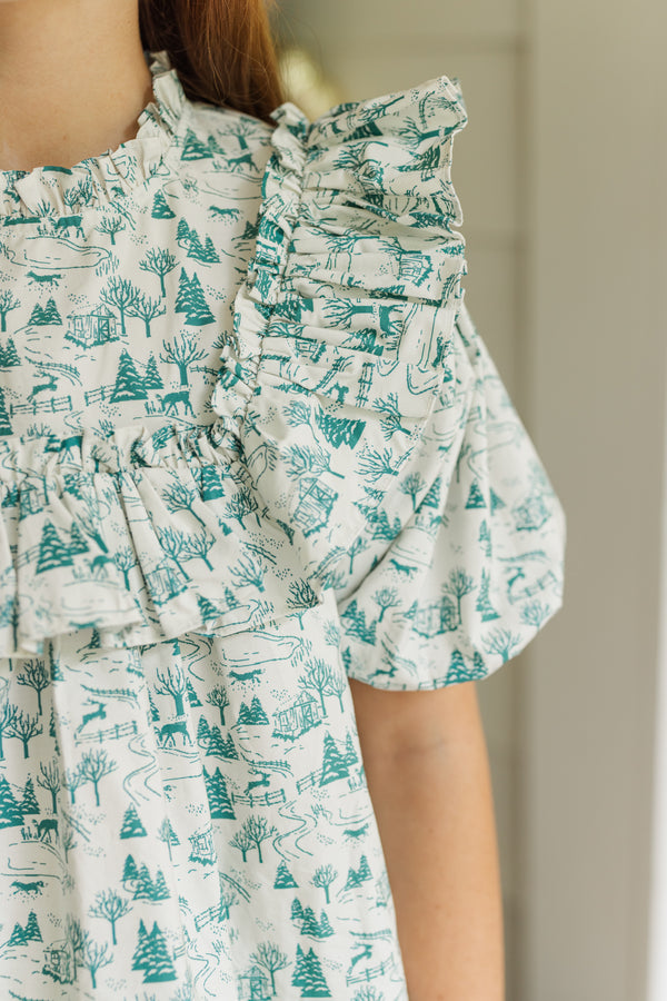 Girls: In A Dream Emerald Toile Blouse